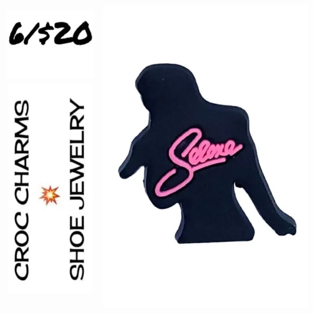 6/$20 Selena Black Silhouette Shoe Charm Shoe Jewelry Singer Singing